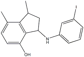 3-[(3-iodophenyl)amino]-1,7-dimethyl-2,3-dihydro-1H-inden-4-ol Struktur