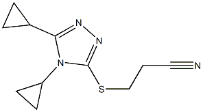 3-[(4,5-dicyclopropyl-4H-1,2,4-triazol-3-yl)sulfanyl]propanenitrile Struktur