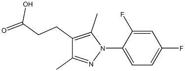 3-[1-(2,4-difluorophenyl)-3,5-dimethyl-1H-pyrazol-4-yl]propanoic acid Struktur