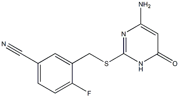 3-{[(4-amino-6-oxo-1,6-dihydropyrimidin-2-yl)sulfanyl]methyl}-4-fluorobenzonitrile Struktur