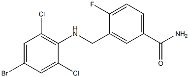 3-{[(4-bromo-2,6-dichlorophenyl)amino]methyl}-4-fluorobenzamide Struktur