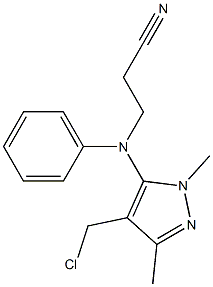 3-{[4-(chloromethyl)-1,3-dimethyl-1H-pyrazol-5-yl](phenyl)amino}propanenitrile Struktur