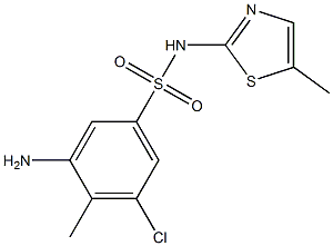 3-amino-5-chloro-4-methyl-N-(5-methyl-1,3-thiazol-2-yl)benzene-1-sulfonamide Struktur