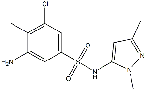 3-amino-5-chloro-N-(1,3-dimethyl-1H-pyrazol-5-yl)-4-methylbenzene-1-sulfonamide Struktur