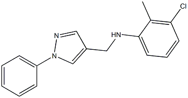 3-chloro-2-methyl-N-[(1-phenyl-1H-pyrazol-4-yl)methyl]aniline Struktur