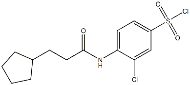 3-chloro-4-(3-cyclopentylpropanamido)benzene-1-sulfonyl chloride Struktur