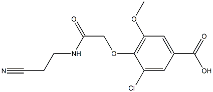 3-chloro-4-{[(2-cyanoethyl)carbamoyl]methoxy}-5-methoxybenzoic acid Struktur