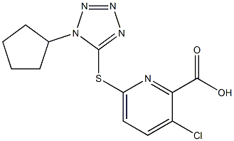 3-chloro-6-[(1-cyclopentyl-1H-1,2,3,4-tetrazol-5-yl)sulfanyl]pyridine-2-carboxylic acid Struktur