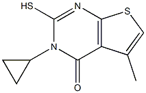 3-cyclopropyl-2-mercapto-5-methylthieno[2,3-d]pyrimidin-4(3H)-one Struktur