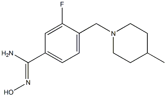 3-fluoro-N'-hydroxy-4-[(4-methylpiperidin-1-yl)methyl]benzenecarboximidamide Struktur