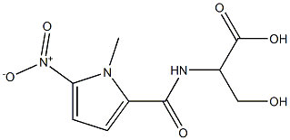 3-hydroxy-2-[(1-methyl-5-nitro-1H-pyrrol-2-yl)formamido]propanoic acid Struktur