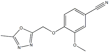 3-methoxy-4-[(5-methyl-1,3,4-oxadiazol-2-yl)methoxy]benzonitrile Struktur