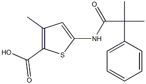 3-methyl-5-(2-methyl-2-phenylpropanamido)thiophene-2-carboxylic acid Struktur