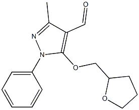 3-methyl-5-(oxolan-2-ylmethoxy)-1-phenyl-1H-pyrazole-4-carbaldehyde Struktur