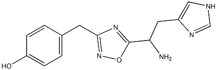 4-({5-[1-amino-2-(1H-imidazol-4-yl)ethyl]-1,2,4-oxadiazol-3-yl}methyl)phenol Struktur