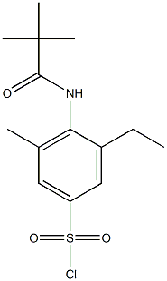 4-(2,2-dimethylpropanamido)-3-ethyl-5-methylbenzene-1-sulfonyl chloride Struktur