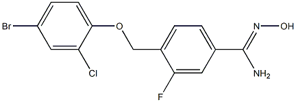 4-(4-bromo-2-chlorophenoxymethyl)-3-fluoro-N'-hydroxybenzene-1-carboximidamide Struktur