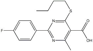 4-(butylthio)-2-(4-fluorophenyl)-6-methylpyrimidine-5-carboxylic acid Struktur