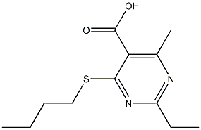 4-(butylthio)-2-ethyl-6-methylpyrimidine-5-carboxylic acid Struktur