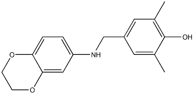 4-[(2,3-dihydro-1,4-benzodioxin-6-ylamino)methyl]-2,6-dimethylphenol Struktur