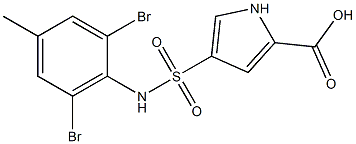 4-[(2,6-dibromo-4-methylphenyl)sulfamoyl]-1H-pyrrole-2-carboxylic acid Struktur