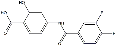 4-[(3,4-difluorobenzene)amido]-2-hydroxybenzoic acid Struktur