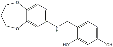 4-[(3,4-dihydro-2H-1,5-benzodioxepin-7-ylamino)methyl]benzene-1,3-diol Struktur