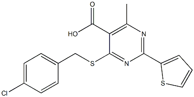 4-[(4-chlorobenzyl)thio]-6-methyl-2-thien-2-ylpyrimidine-5-carboxylic acid Struktur