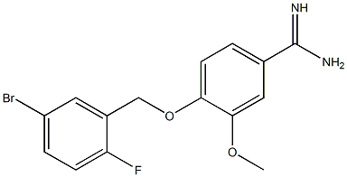 4-[(5-bromo-2-fluorophenyl)methoxy]-3-methoxybenzene-1-carboximidamide Struktur