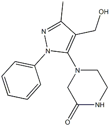 4-[4-(hydroxymethyl)-3-methyl-1-phenyl-1H-pyrazol-5-yl]piperazin-2-one Struktur