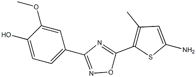 4-[5-(5-amino-3-methylthiophen-2-yl)-1,2,4-oxadiazol-3-yl]-2-methoxyphenol Struktur