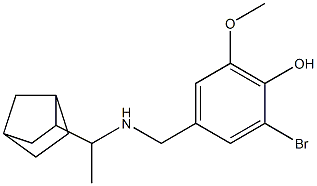 4-{[(1-{bicyclo[2.2.1]heptan-2-yl}ethyl)amino]methyl}-2-bromo-6-methoxyphenol Struktur