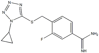 4-{[(1-cyclopropyl-1H-1,2,3,4-tetrazol-5-yl)sulfanyl]methyl}-3-fluorobenzene-1-carboximidamide Struktur