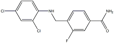 4-{[(2,4-dichlorophenyl)amino]methyl}-3-fluorobenzamide Struktur