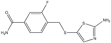 4-{[(2-amino-1,3-thiazol-5-yl)thio]methyl}-3-fluorobenzamide Struktur