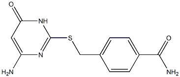 4-{[(4-amino-6-oxo-1,6-dihydropyrimidin-2-yl)sulfanyl]methyl}benzamide Struktur