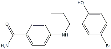 4-{[1-(5-bromo-2-hydroxyphenyl)propyl]amino}benzamide Struktur