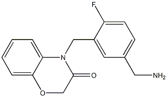 4-{[5-(aminomethyl)-2-fluorophenyl]methyl}-3,4-dihydro-2H-1,4-benzoxazin-3-one Struktur