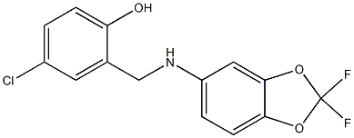 4-chloro-2-{[(2,2-difluoro-2H-1,3-benzodioxol-5-yl)amino]methyl}phenol Struktur