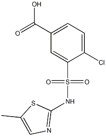 4-chloro-3-[(5-methyl-1,3-thiazol-2-yl)sulfamoyl]benzoic acid Struktur