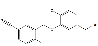 4-fluoro-3-[5-(hydroxymethyl)-2-methoxyphenoxymethyl]benzonitrile Struktur