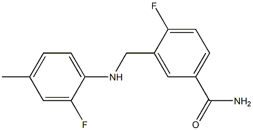 4-fluoro-3-{[(2-fluoro-4-methylphenyl)amino]methyl}benzamide Struktur