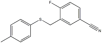 4-fluoro-3-{[(4-methylphenyl)sulfanyl]methyl}benzonitrile Struktur