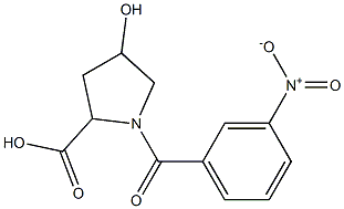 4-hydroxy-1-(3-nitrobenzoyl)pyrrolidine-2-carboxylic acid Struktur