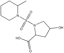 4-hydroxy-1-[(2-methylpiperidine-1-)sulfonyl]pyrrolidine-2-carboxylic acid Struktur