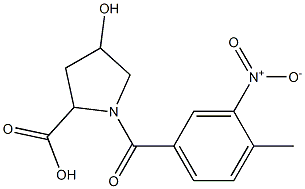 4-hydroxy-1-[(4-methyl-3-nitrophenyl)carbonyl]pyrrolidine-2-carboxylic acid Struktur