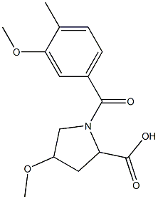 4-methoxy-1-(3-methoxy-4-methylbenzoyl)pyrrolidine-2-carboxylic acid Struktur