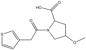 4-methoxy-1-[2-(thiophen-3-yl)acetyl]pyrrolidine-2-carboxylic acid Struktur