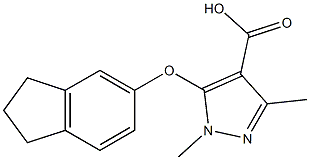 5-(2,3-dihydro-1H-inden-5-yloxy)-1,3-dimethyl-1H-pyrazole-4-carboxylic acid Struktur