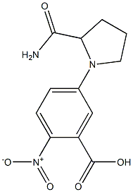 5-(2-carbamoylpyrrolidin-1-yl)-2-nitrobenzoic acid Struktur